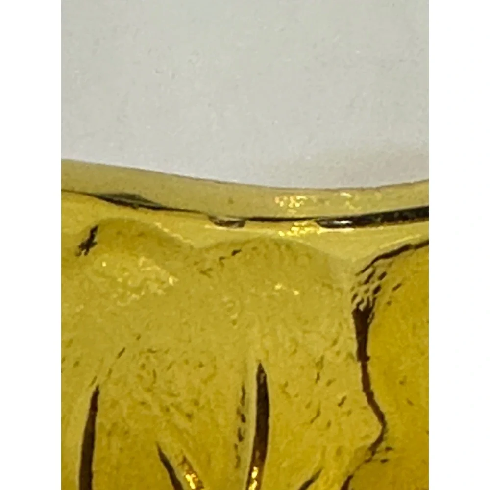VTG Indiana Glass Fairy Lamp Amber Leaf Pattern Two Piece Votive Candle Holder